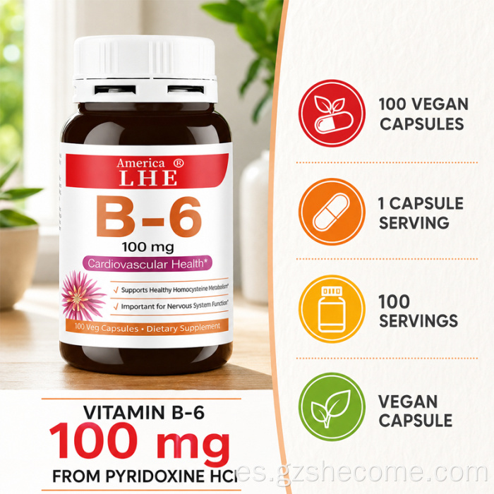 Shecome Vitamina B6 Cápsulas Sistema Nervioso Salud Del Corazón